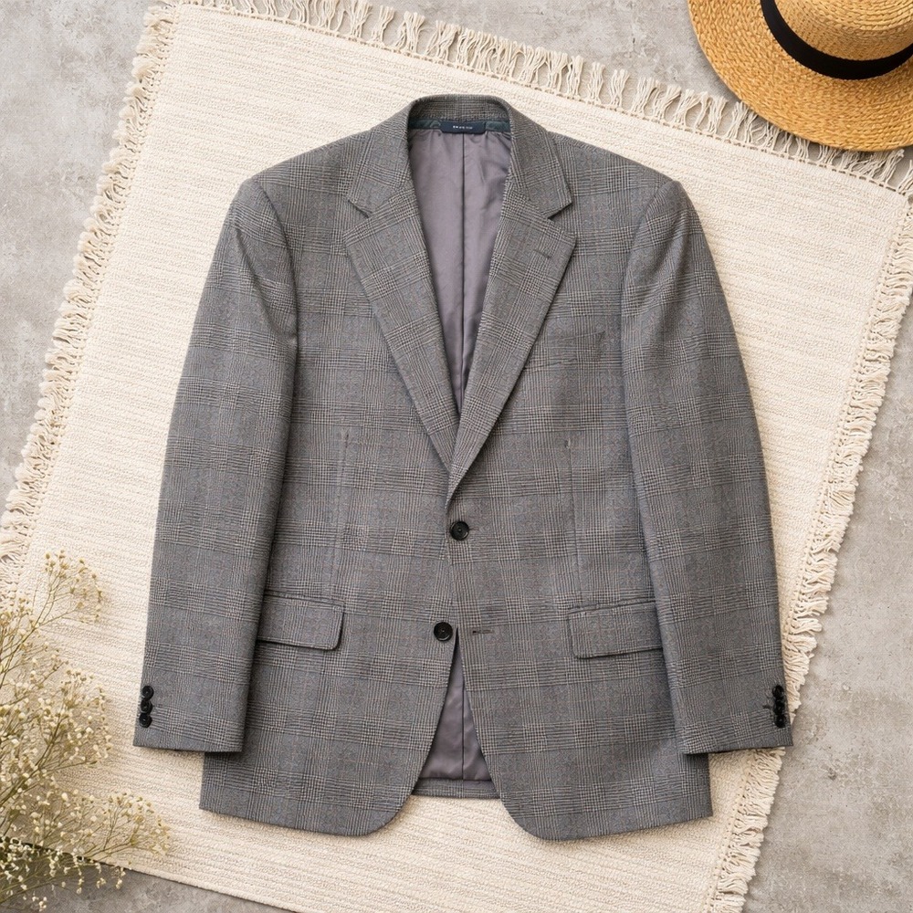 Brooks Brothers 43R 100% Wool Blazer Plaid Sport Coat Loro Piana Fall 2005